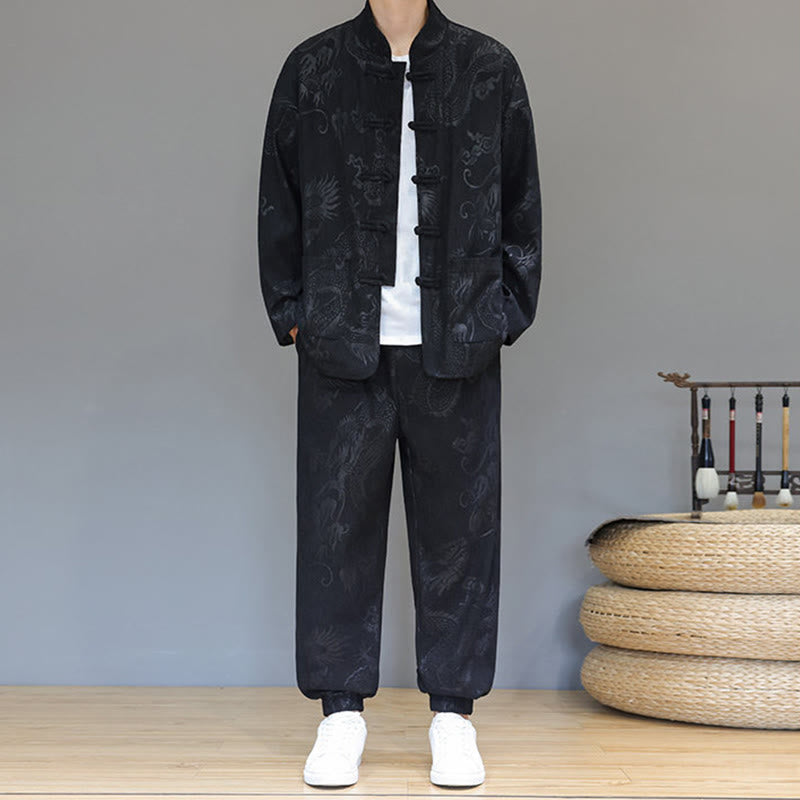 Cotton Corduroy Frog-Button Tang Suit Meditation Set