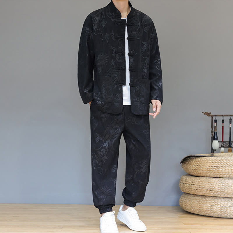 Cotton Corduroy Frog-Button Tang Suit Meditation Set