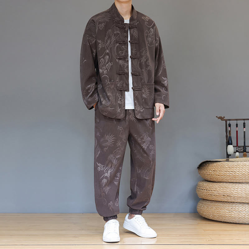 Cotton Corduroy Frog-Button Tang Suit Meditation Set
