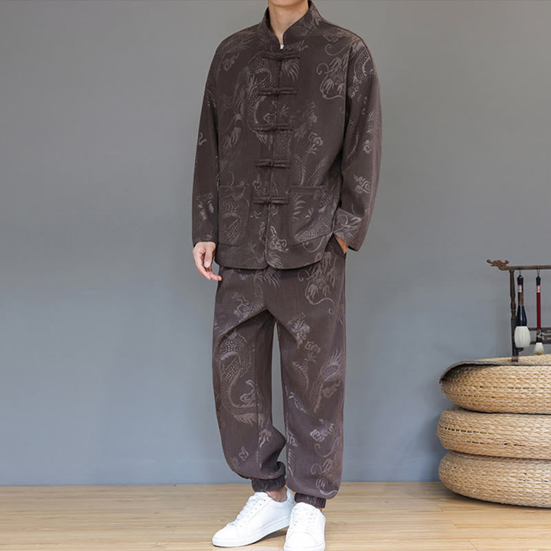 Cotton Corduroy Frog-Button Tang Suit Meditation Set