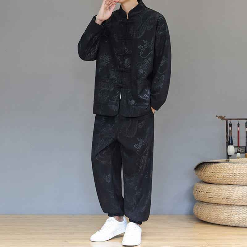 Cotton Corduroy Frog-Button Tang Suit Meditation Set