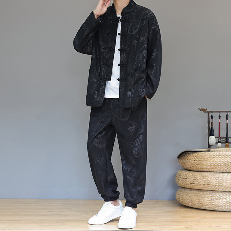 Cotton Corduroy Frog-Button Tang Suit Meditation Set