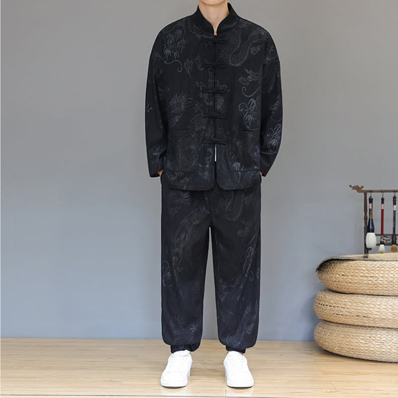 Cotton Corduroy Frog-Button Tang Suit Meditation Set