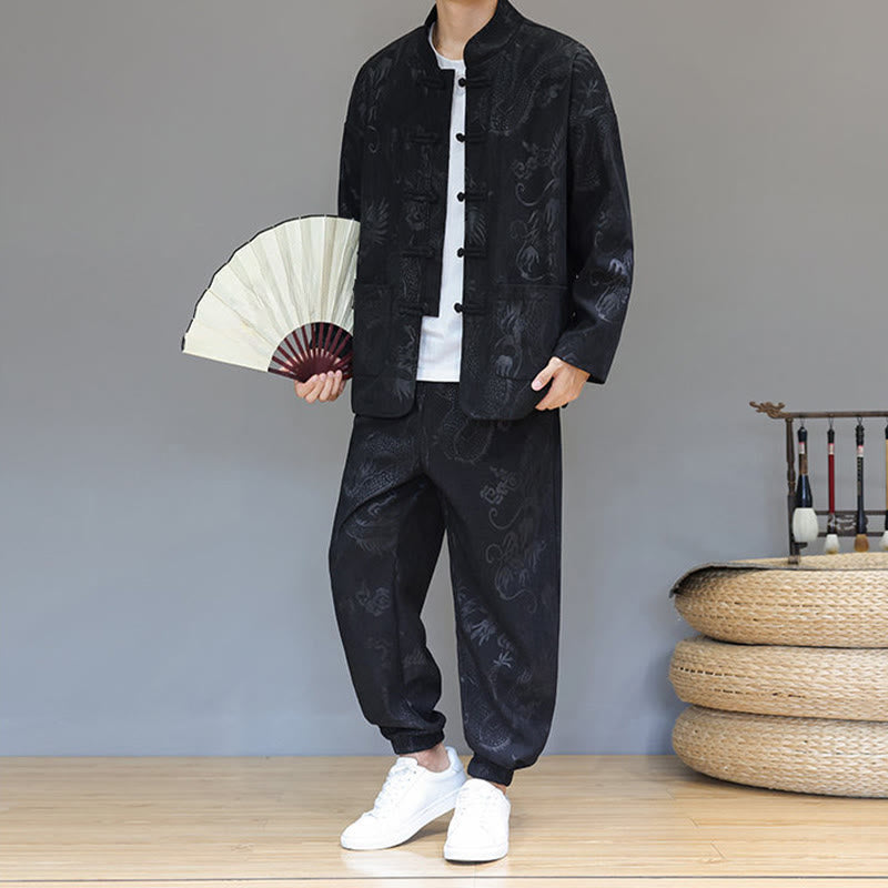 Cotton Corduroy Frog-Button Tang Suit Meditation Set