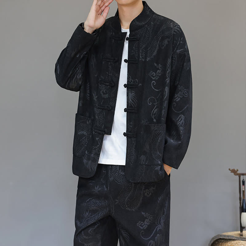 Cotton Corduroy Frog-Button Tang Suit Meditation Set