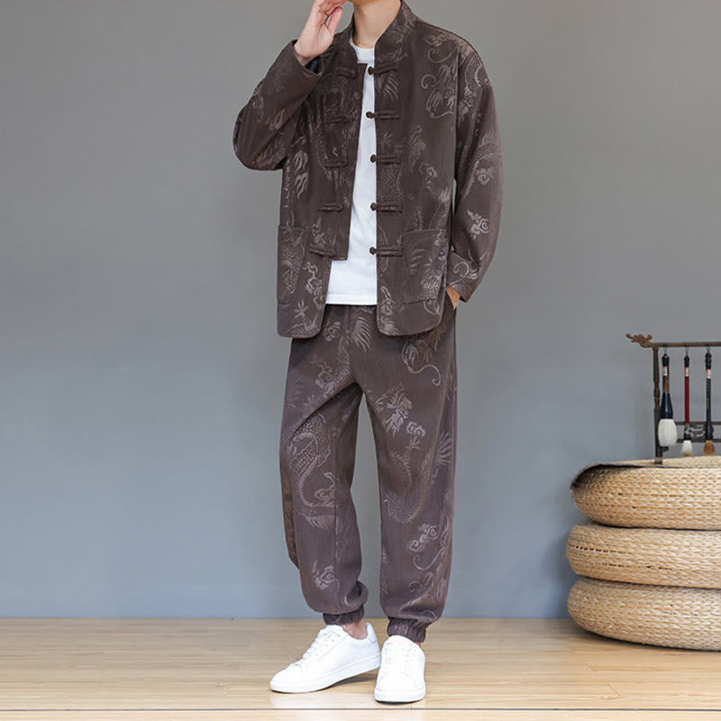 Cotton Corduroy Frog-Button Tang Suit Meditation Set