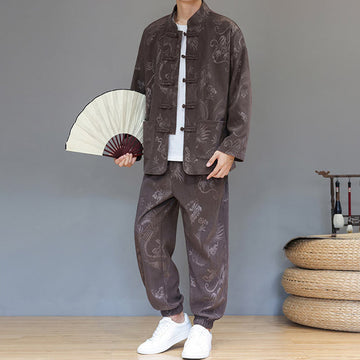 Cotton Corduroy Frog-Button Tang Suit Meditation Set