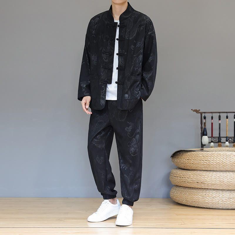 Cotton Corduroy Frog-Button Tang Suit Meditation Set