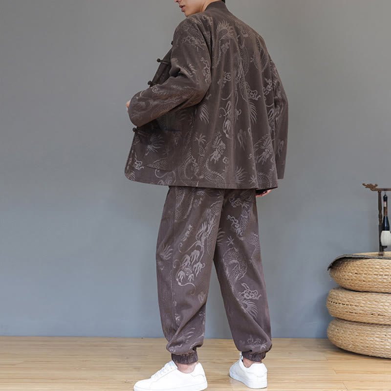 Cotton Corduroy Frog-Button Tang Suit Meditation Set