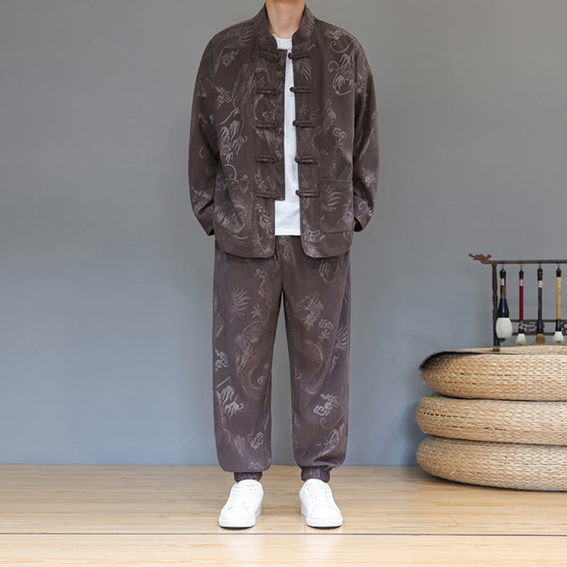 Cotton Corduroy Frog-Button Tang Suit Meditation Set