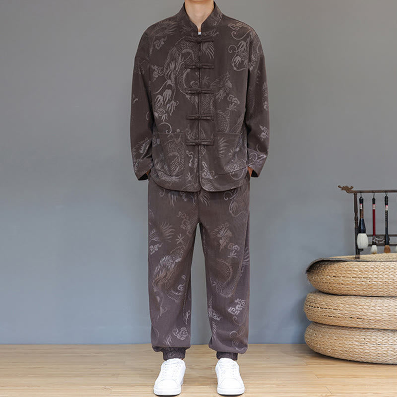Cotton Corduroy Frog-Button Tang Suit Meditation Set