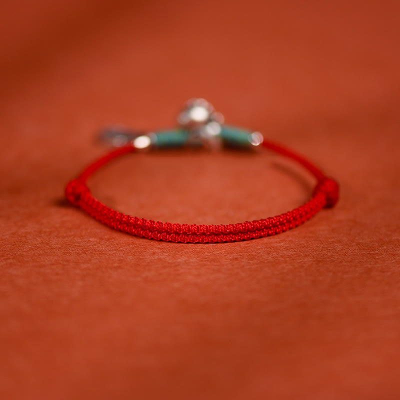 Braided Red String Horse Charm Bracelet Anklet in 999 Sterling Silver