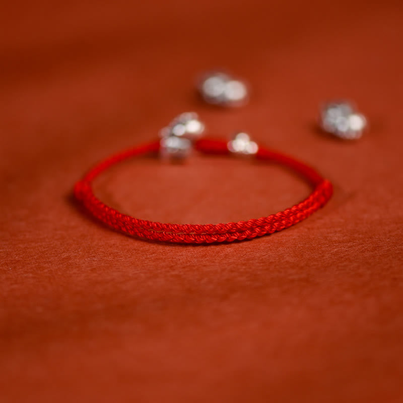 Handmade 999 Sterling Silver Year of the Horse Ritual Bell Red String Bracelet Anklet for All Ages