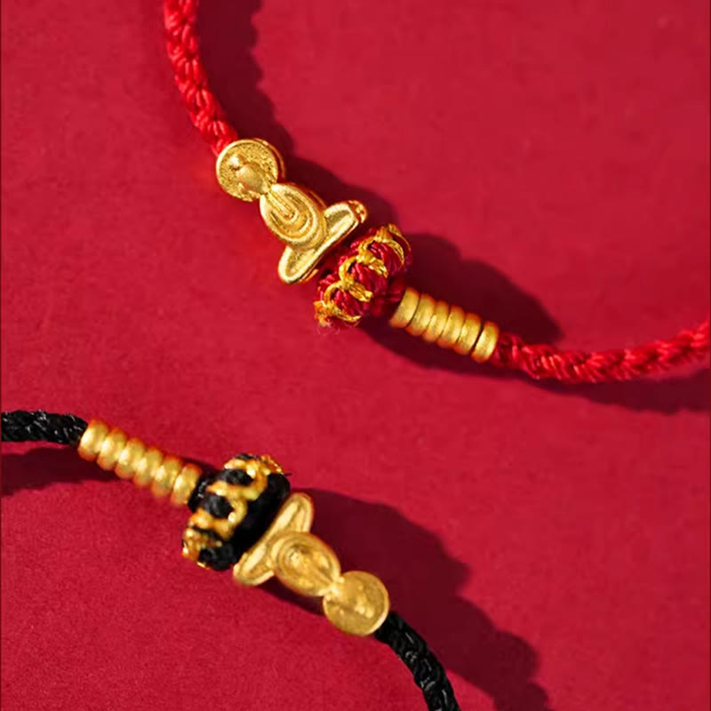 Formless Buddha Endless Knot Copper Braided Red String Bracelet