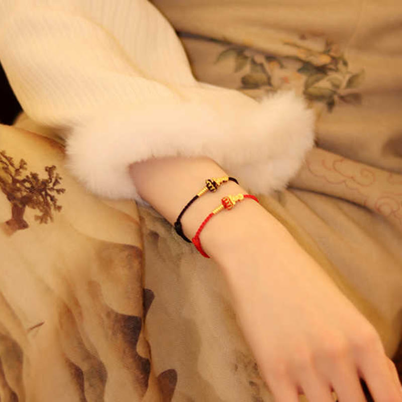 Formless Buddha Endless Knot Copper Braided Red String Bracelet