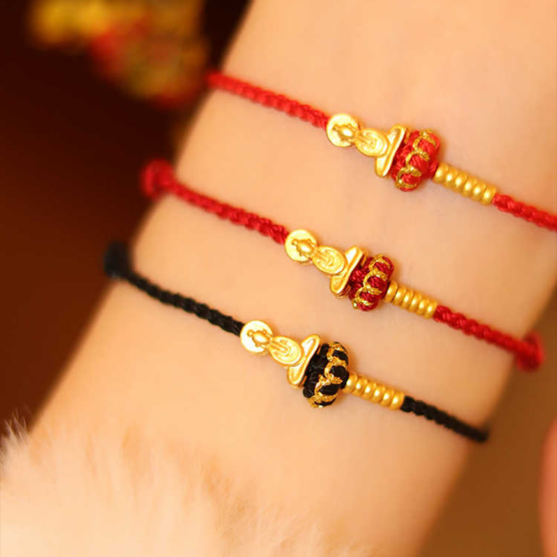 Formless Buddha Endless Knot Copper Braided Red String Bracelet