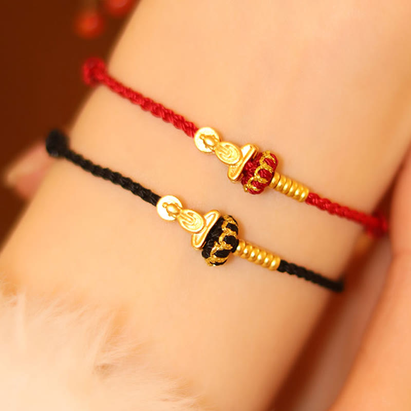 Formless Buddha Endless Knot Copper Braided Red String Bracelet