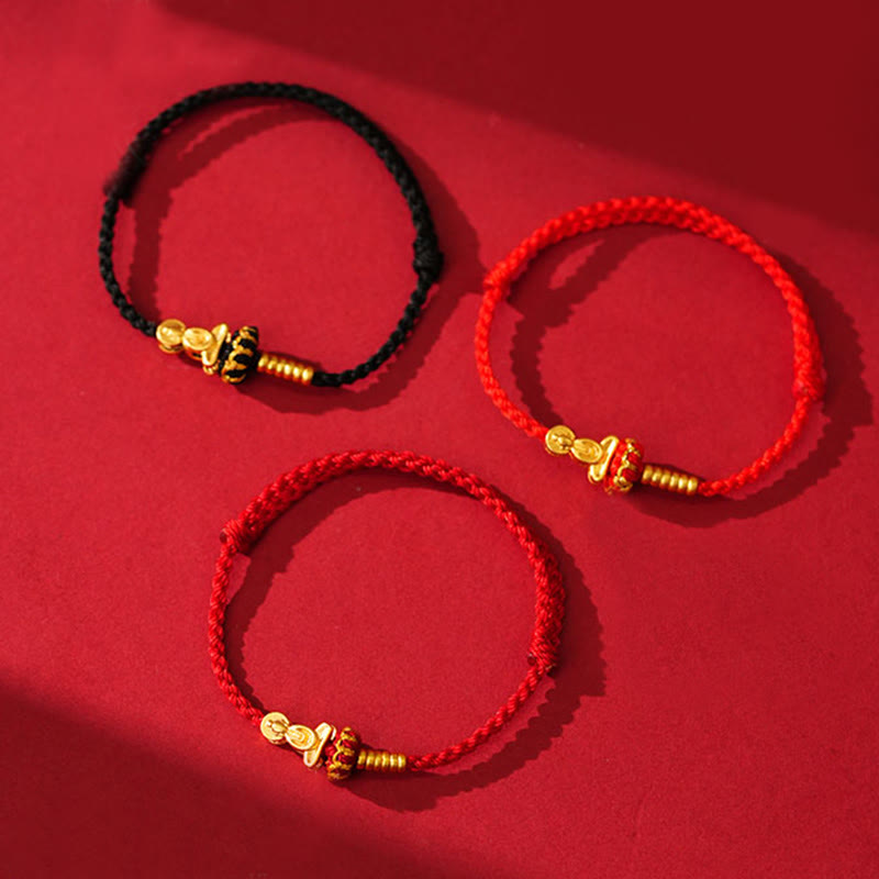 Formless Buddha Endless Knot Copper Braided Red String Bracelet