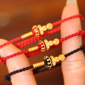 Formless Buddha Endless Knot Copper Braided Red String Bracelet