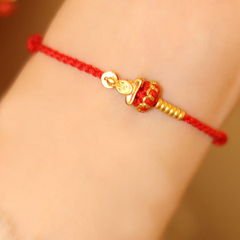 Formless Buddha Endless Knot Copper Braided Red String Bracelet