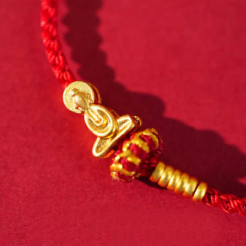 Formless Buddha Endless Knot Copper Braided Red String Bracelet