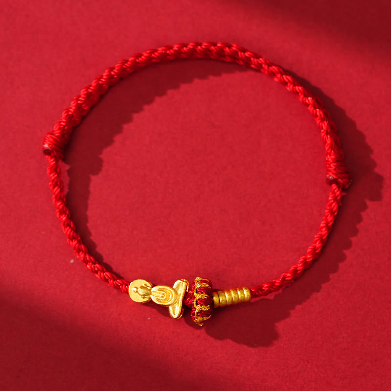 Formless Buddha Endless Knot Copper Braided Red String Bracelet