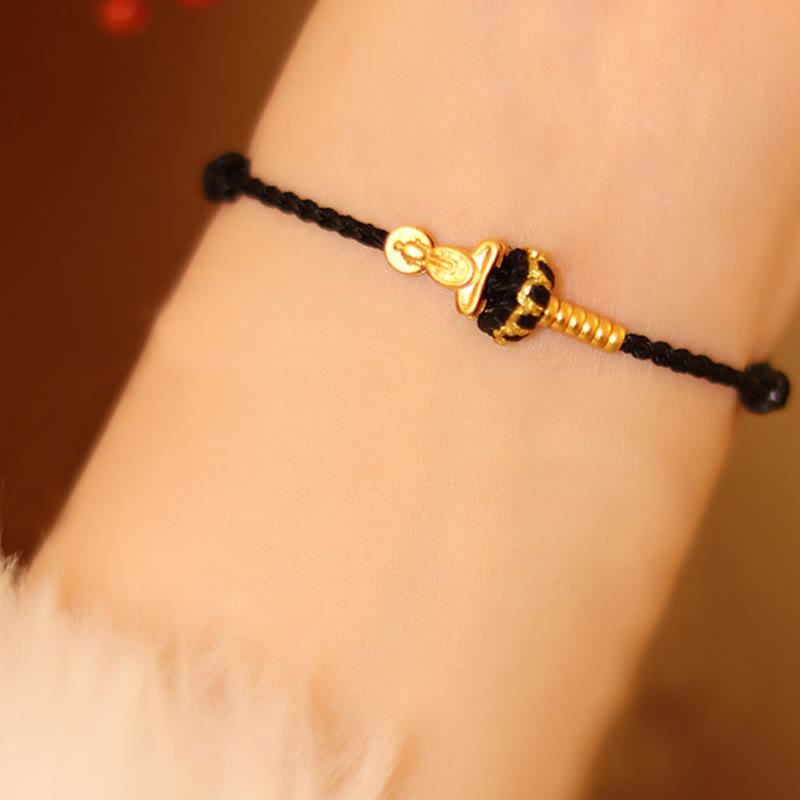 Formless Buddha Endless Knot Copper Braided Red String Bracelet