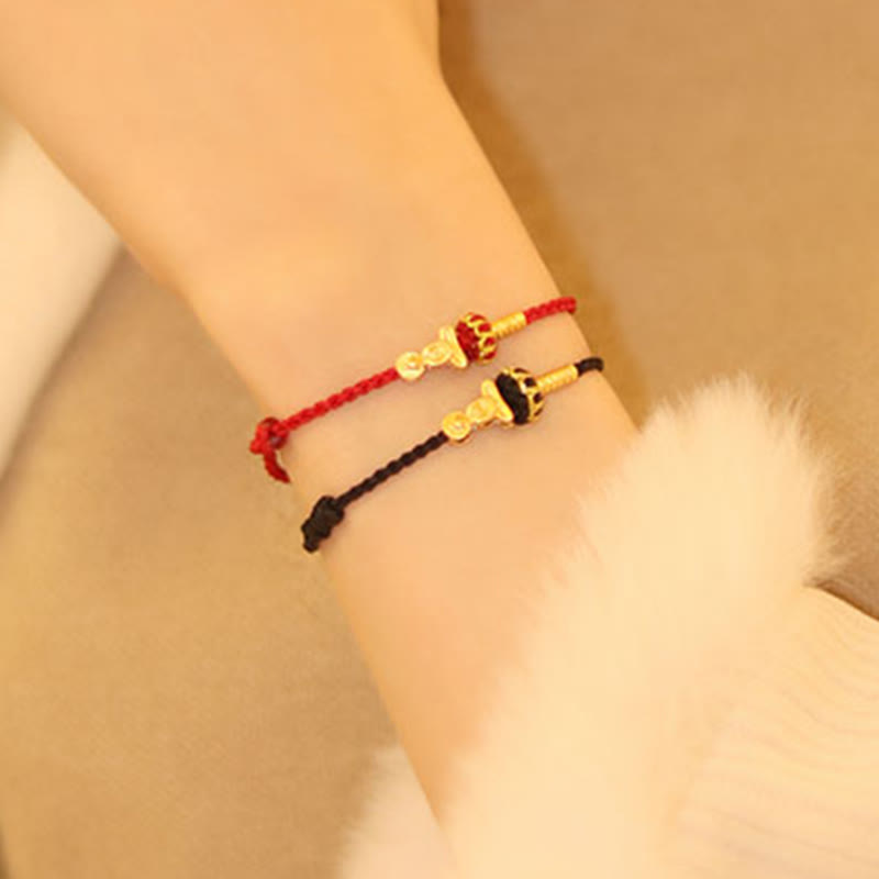 Formless Buddha Endless Knot Copper Braided Red String Bracelet