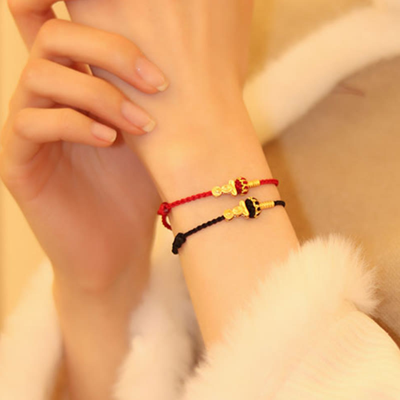 Formless Buddha Endless Knot Copper Braided Red String Bracelet