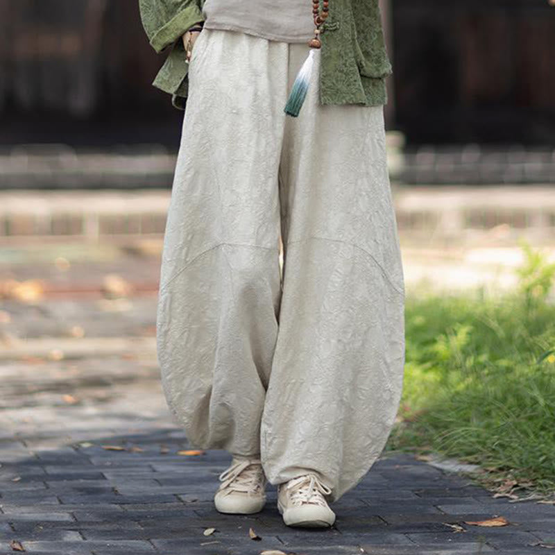Tactile Cotton Linen Jacquard Frog-Button Women's Meditation Set