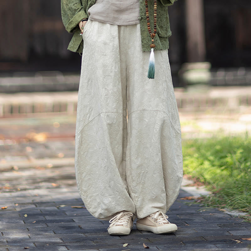 Tactile Cotton Linen Jacquard Frog-Button Women's Meditation Set