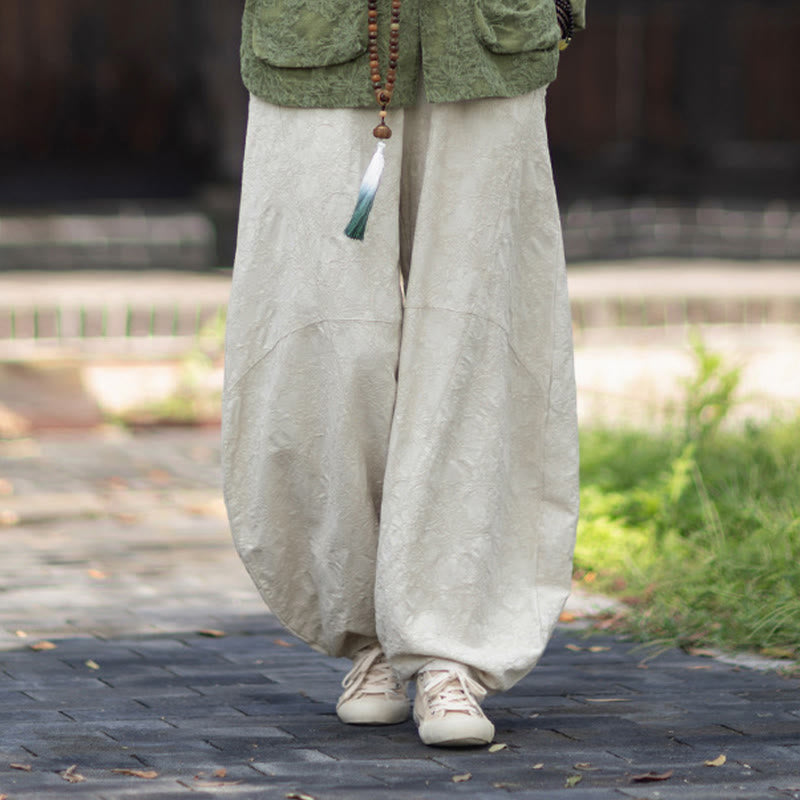 Tactile Cotton Linen Jacquard Frog-Button Women's Meditation Set