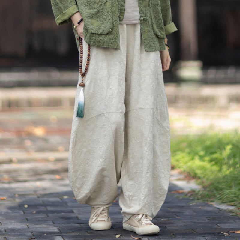 Tactile Cotton Linen Jacquard Frog-Button Women's Meditation Set