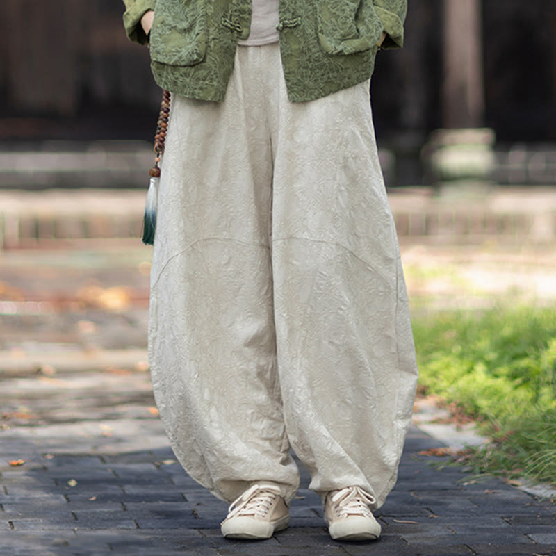 Tactile Cotton Linen Jacquard Frog-Button Women's Meditation Set