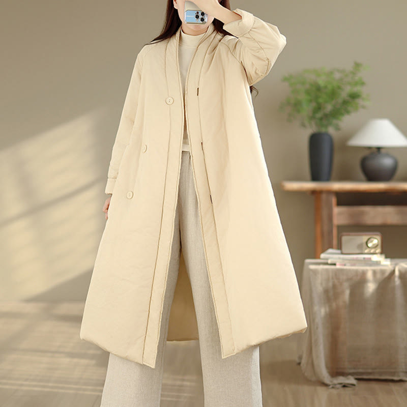Grounding Cotton V-Neck Buttoned Winter Meditation Coat