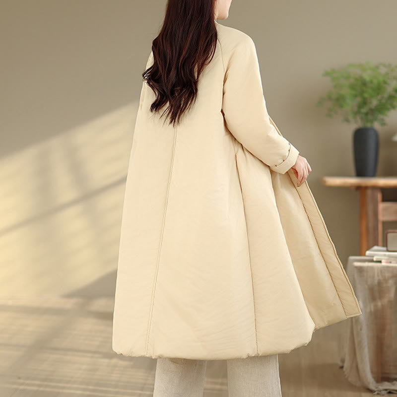Grounding Cotton V-Neck Buttoned Winter Meditation Coat