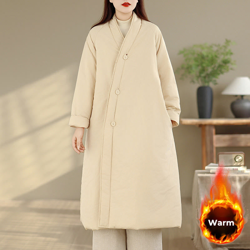 Grounding Cotton V-Neck Buttoned Winter Meditation Coat