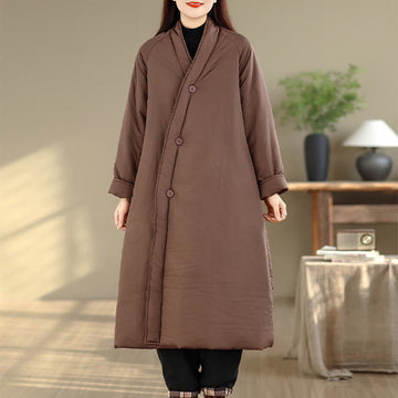 Grounding Cotton V-Neck Buttoned Winter Meditation Coat