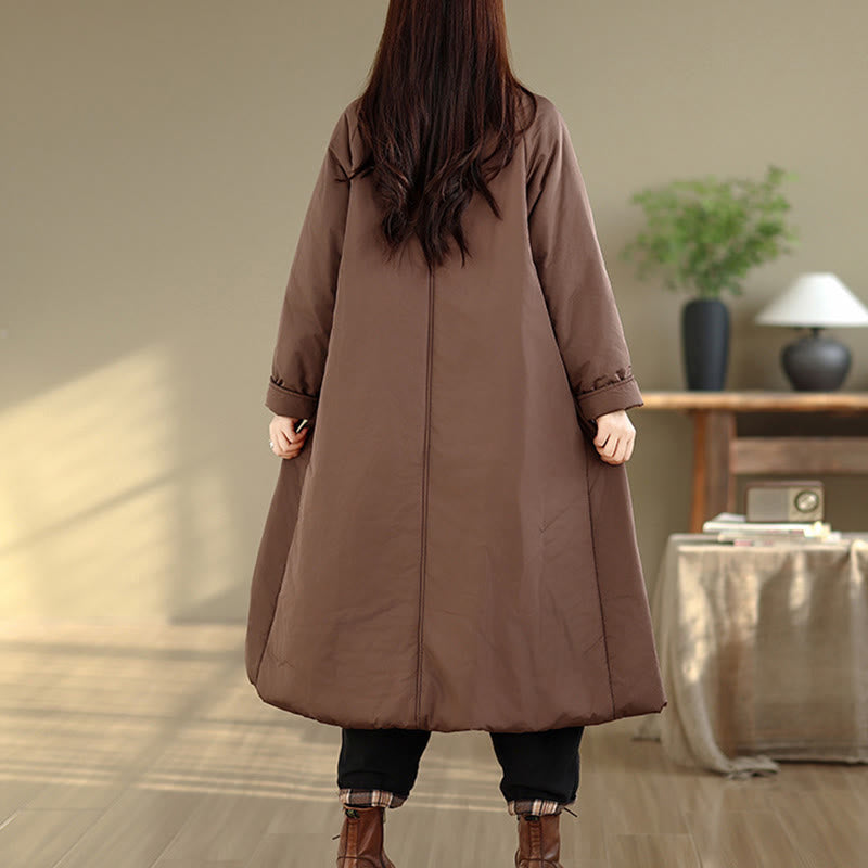 Grounding Cotton V-Neck Buttoned Winter Meditation Coat