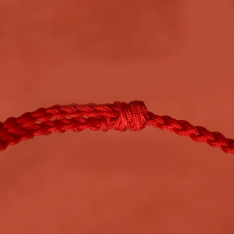 Handmade Cinnabar & Sterling Silver Ping An Kou Adjustable Red String Bracelet Anklet