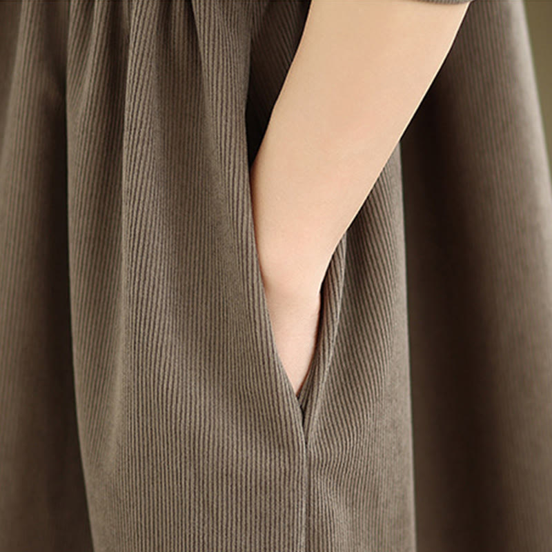 Tactile Pleated Button-Down Long Sleeve Meditation Midi Dress