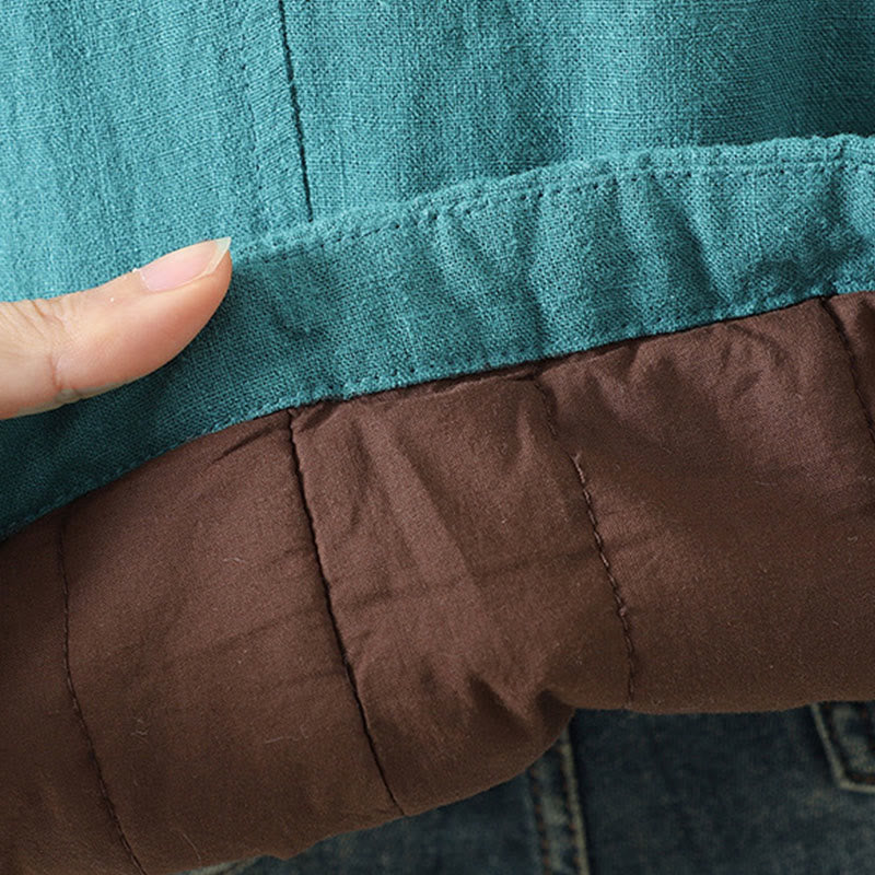 Vintage Winter Frog-Button Cotton Long Sleeve Women's Thermal Jacket