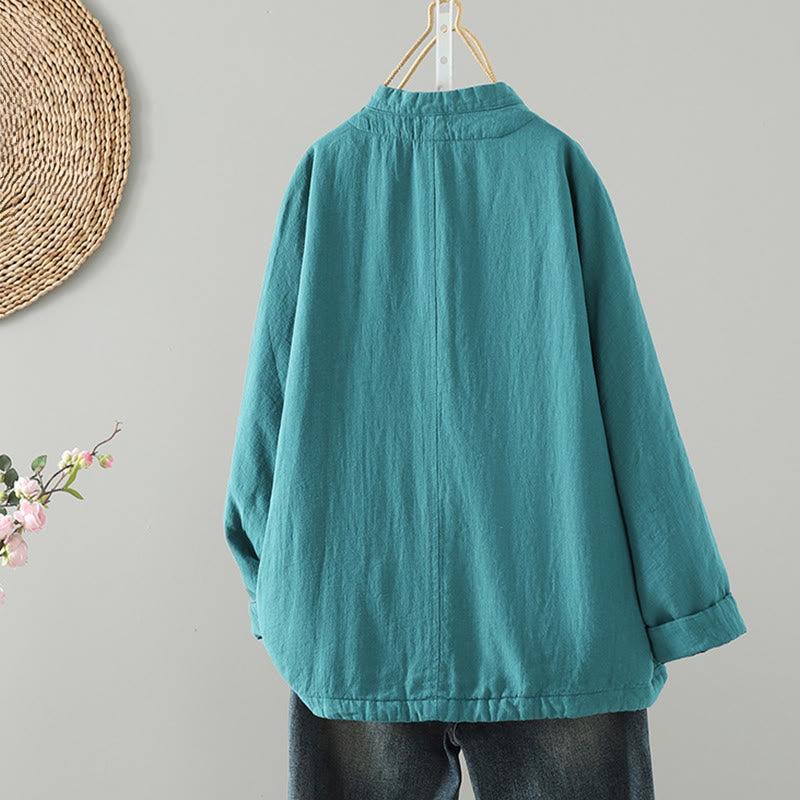 Vintage Winter Frog-Button Cotton Long Sleeve Women's Thermal Jacket