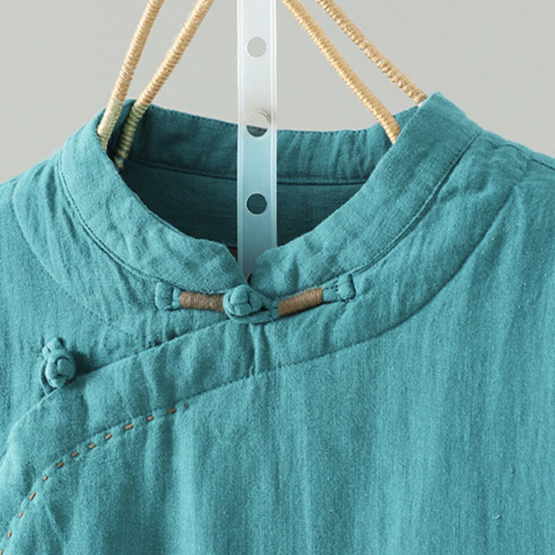 Vintage Winter Frog-Button Cotton Long Sleeve Women's Thermal Jacket