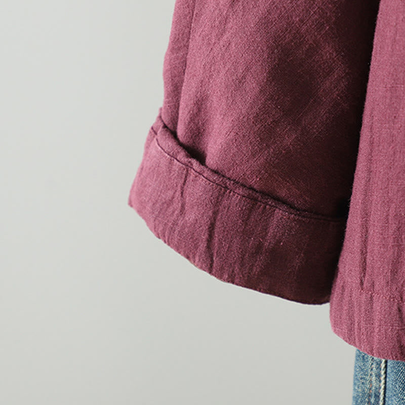 Vintage Winter Frog-Button Cotton Long Sleeve Women's Thermal Jacket