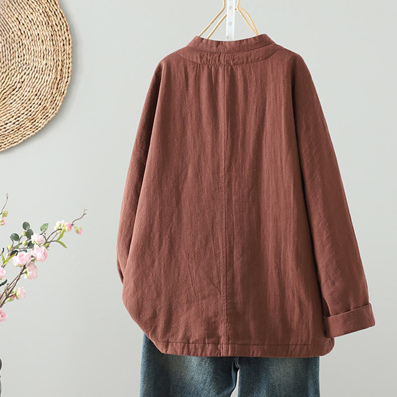 Vintage Winter Frog-Button Cotton Long Sleeve Women's Thermal Jacket