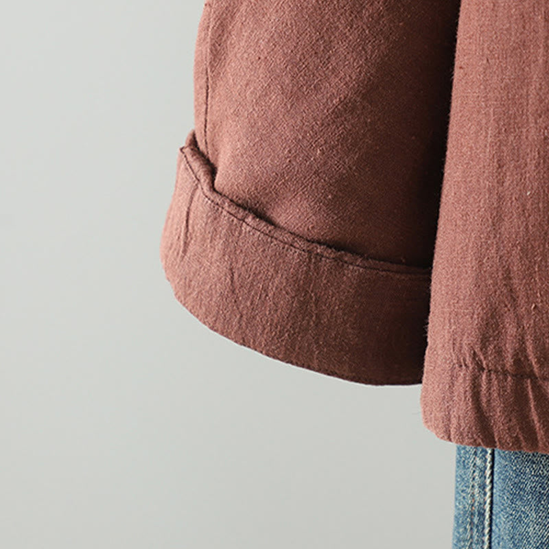 Vintage Winter Frog-Button Cotton Long Sleeve Women's Thermal Jacket