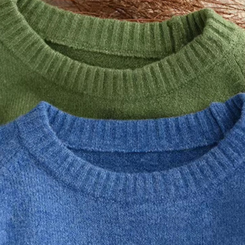 Winter Crew Neck Warm Long Sleeve Women's Cotton Knitted Sweater