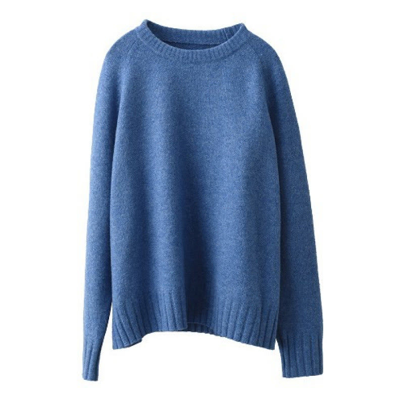 Winter Crew Neck Warm Long Sleeve Women's Cotton Knitted Sweater