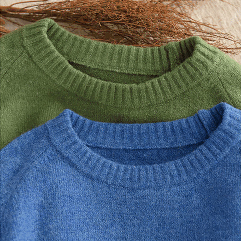 Winter Crew Neck Warm Long Sleeve Women's Cotton Knitted Sweater